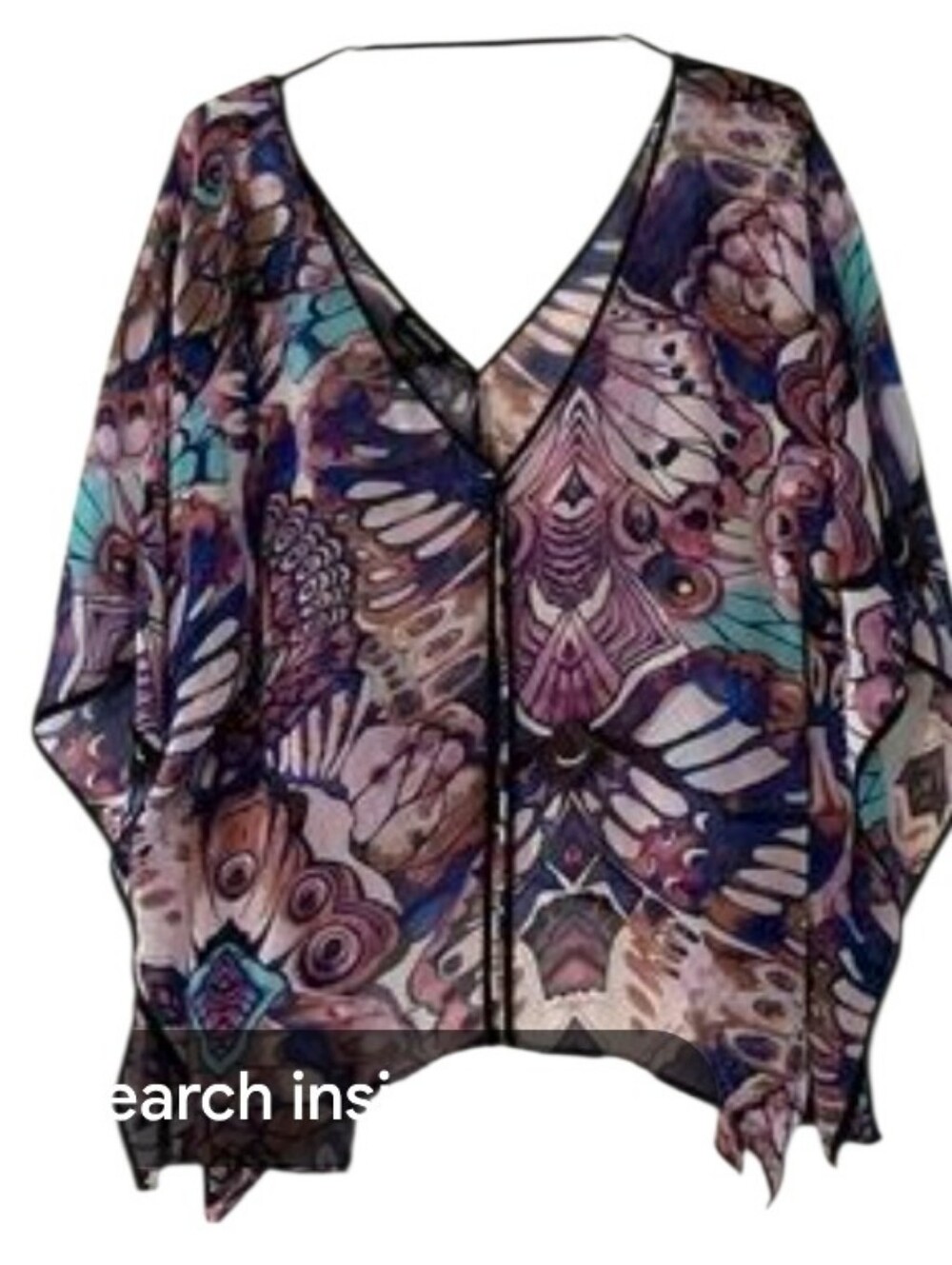 BEBE Vibrant Butterfly Print Two-Piece Set in Purple & Teal Size Large - Picture 3 of 5